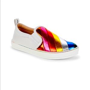 SALVATORE FERRAGAMO Multi Strip Leather Slip Ons